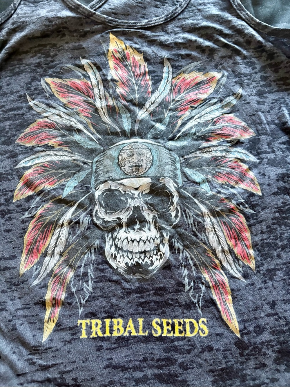 Next Level Apparel Black Women's Tank with Feathered Skull Graphic - Picture 4 of 4